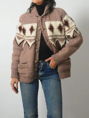 1970's Hand Knit Wool Cowichan Cardigan