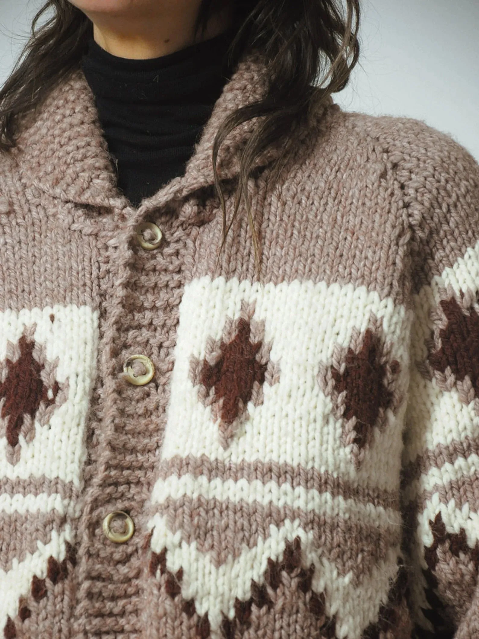 1970's Hand Knit Wool Cowichan Cardigan