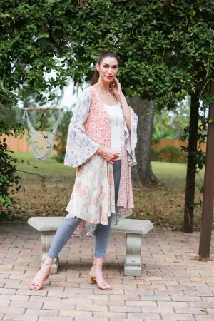225244 Lightweight Rosy Mosiac Patchwork Cardigan
