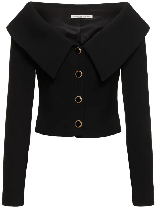 Alessandra Rich   Off-shoulder wool cardigan 