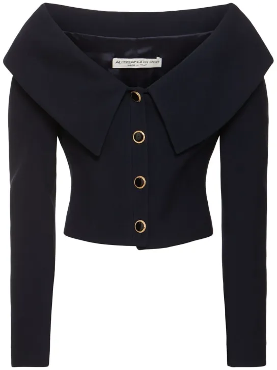 Alessandra Rich   Off-shoulder wool cardigan 