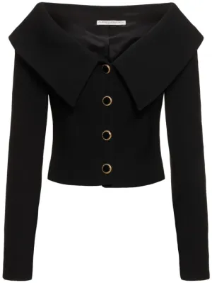 Alessandra Rich   Off-shoulder wool cardigan 