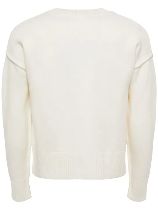 AMI Paris   Logo wool knit cardigan 