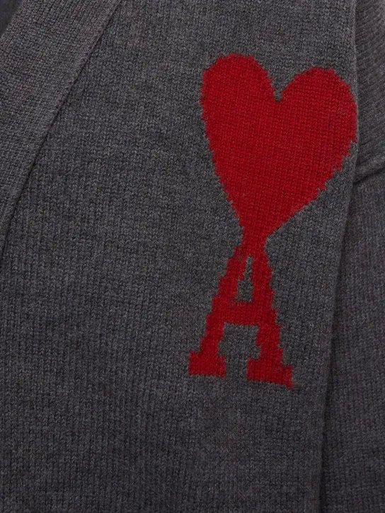 AMI Paris   Logo wool knit cardigan 