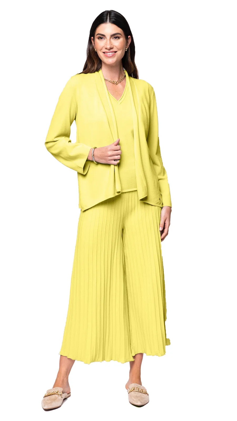Amy Shawl Collar Cardigan - Lemon