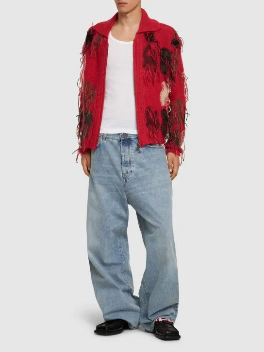 Andersson Bell   Rainbow intarsia zip up cardigan 