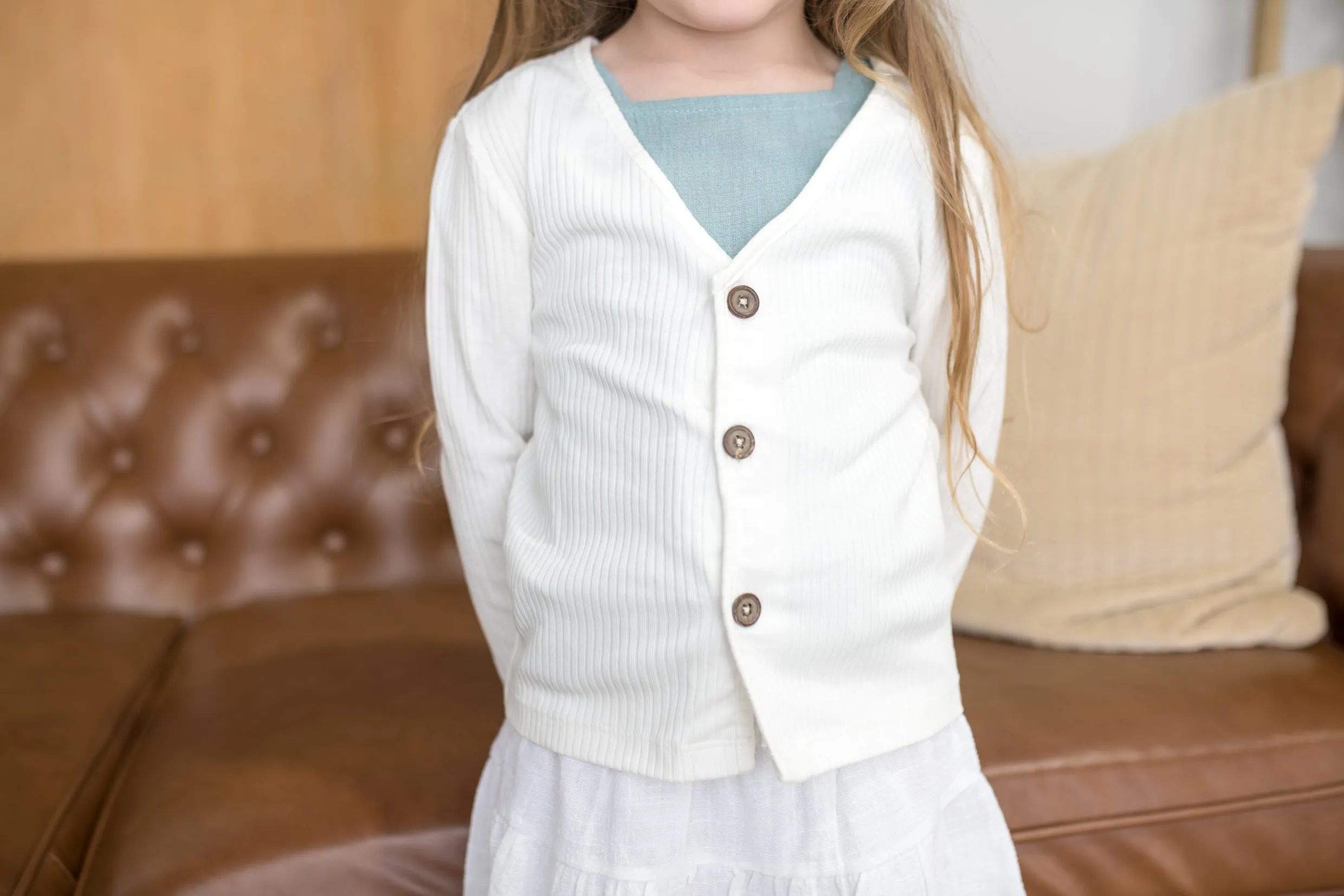 Aniyah Cream Ribbed Cardigan
