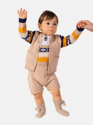 Baby Boy Marco Collection 2-piece Spanish Knitted Set-Beige