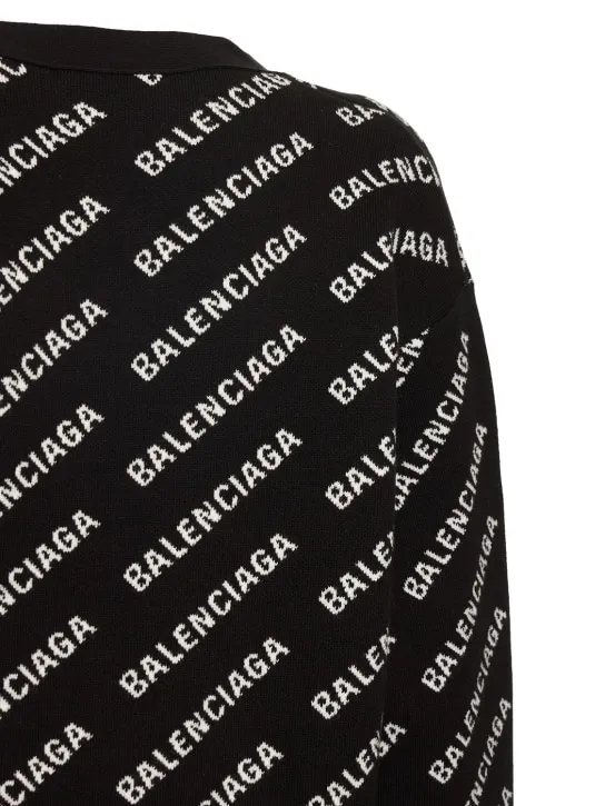 Balenciaga   Logo wool blend knit cardigan 