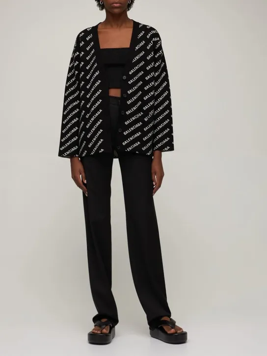 Balenciaga   Logo wool blend knit cardigan 