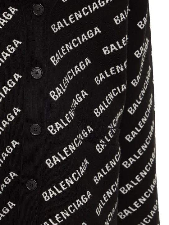 Balenciaga   Logo wool blend knit cardigan 
