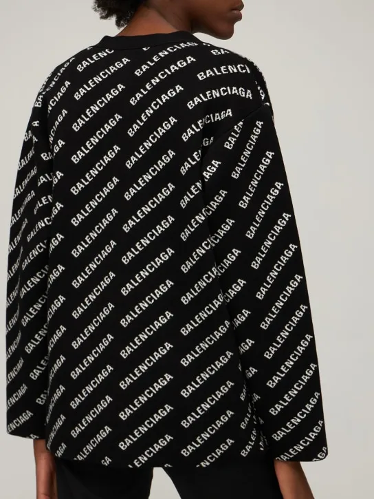Balenciaga   Logo wool blend knit cardigan 