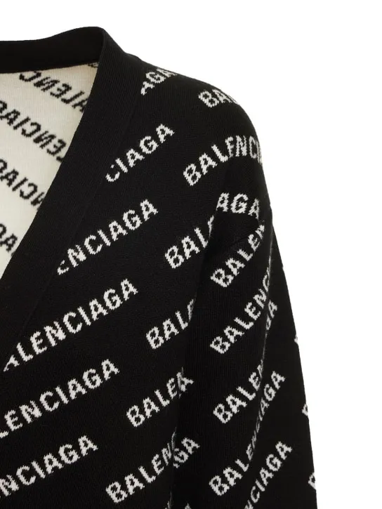 Balenciaga   Logo wool blend knit cardigan 