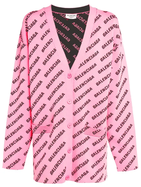 Balenciaga   Mini logo cotton blend knit cardigan 