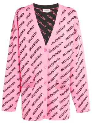 Balenciaga   Mini logo cotton blend knit cardigan 