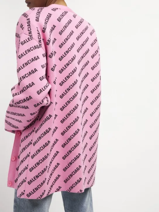 Balenciaga   Mini logo cotton blend knit cardigan 