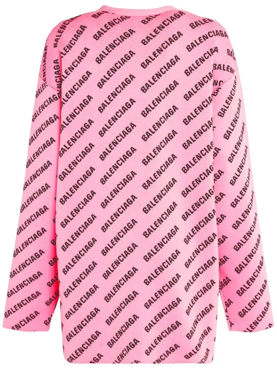 Balenciaga   Mini logo cotton blend knit cardigan 