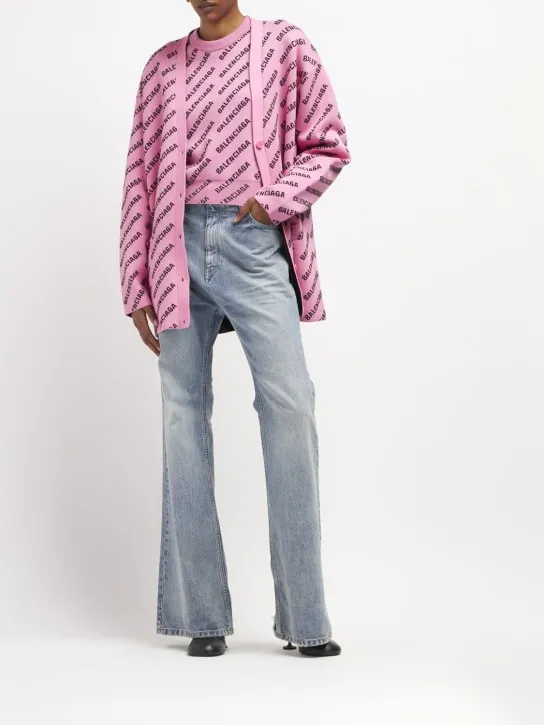 Balenciaga   Mini logo cotton blend knit cardigan 