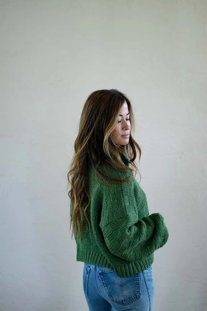 Basket Weave Cardigan- Verde