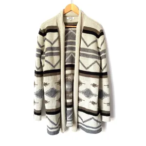BB Dakota Cream Aztec Print Open Front Cardigan- Size L