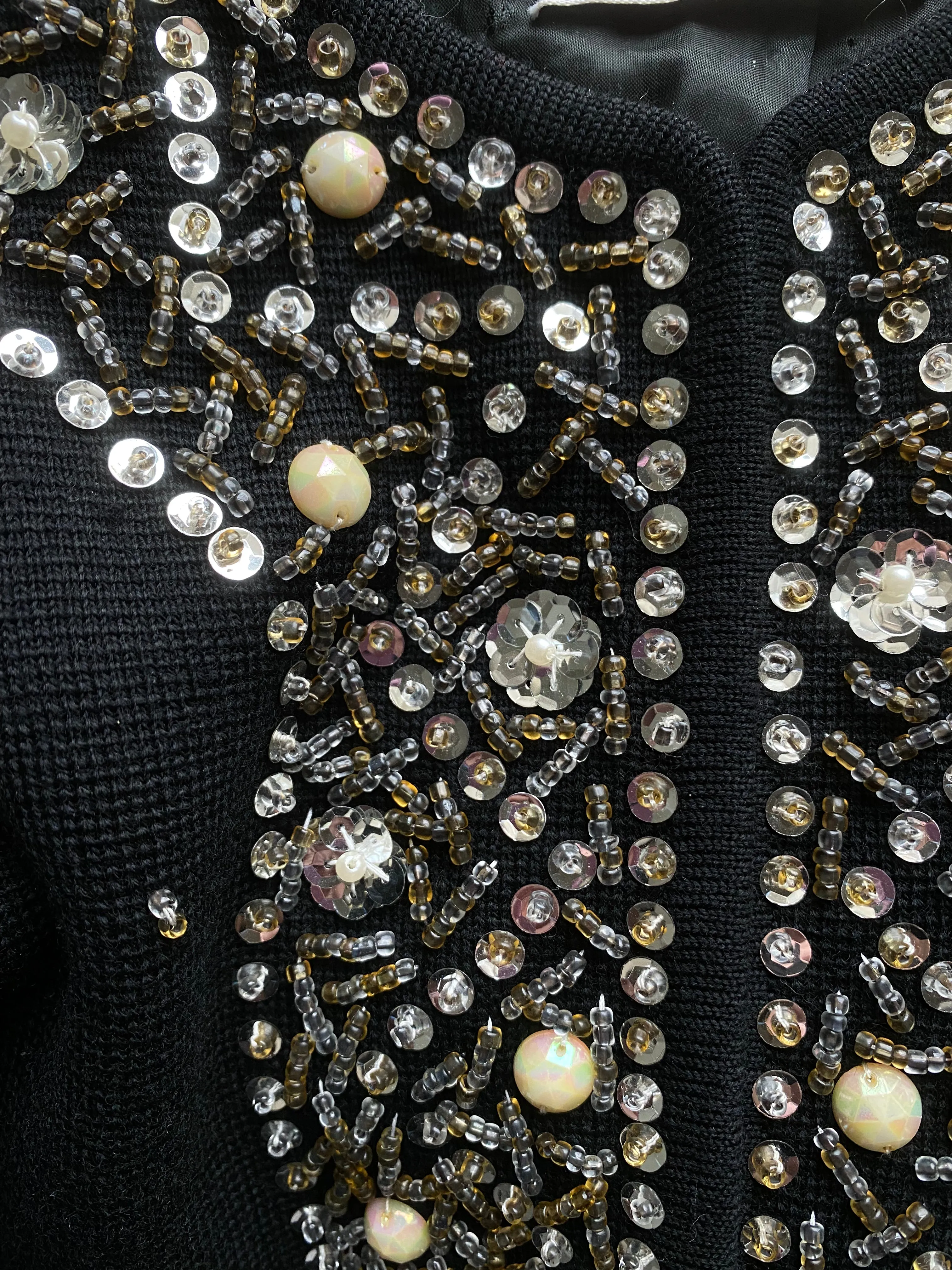 Beautiful 1960's Black Beaded Cardigan / Medium