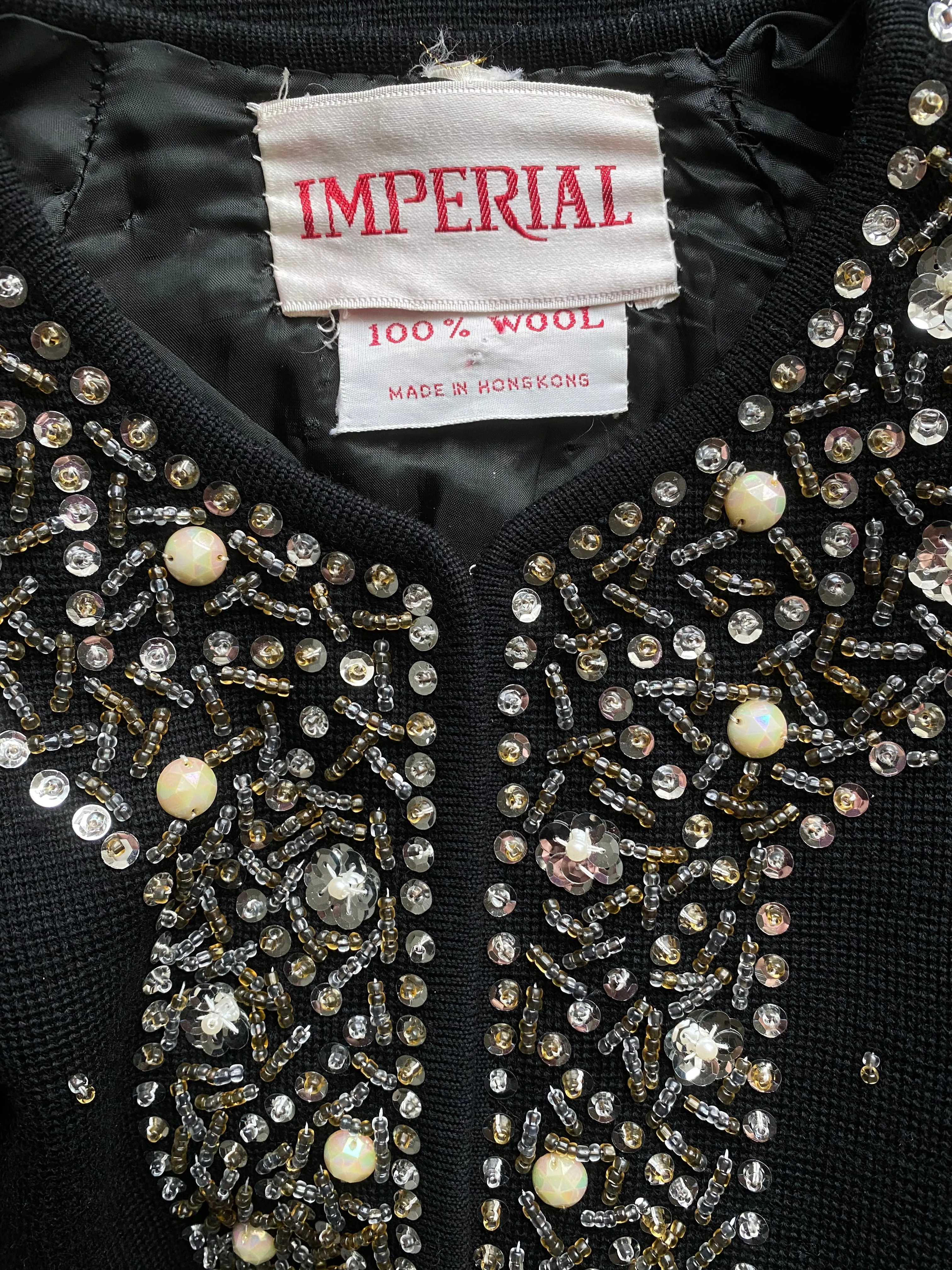 Beautiful 1960's Black Beaded Cardigan / Medium