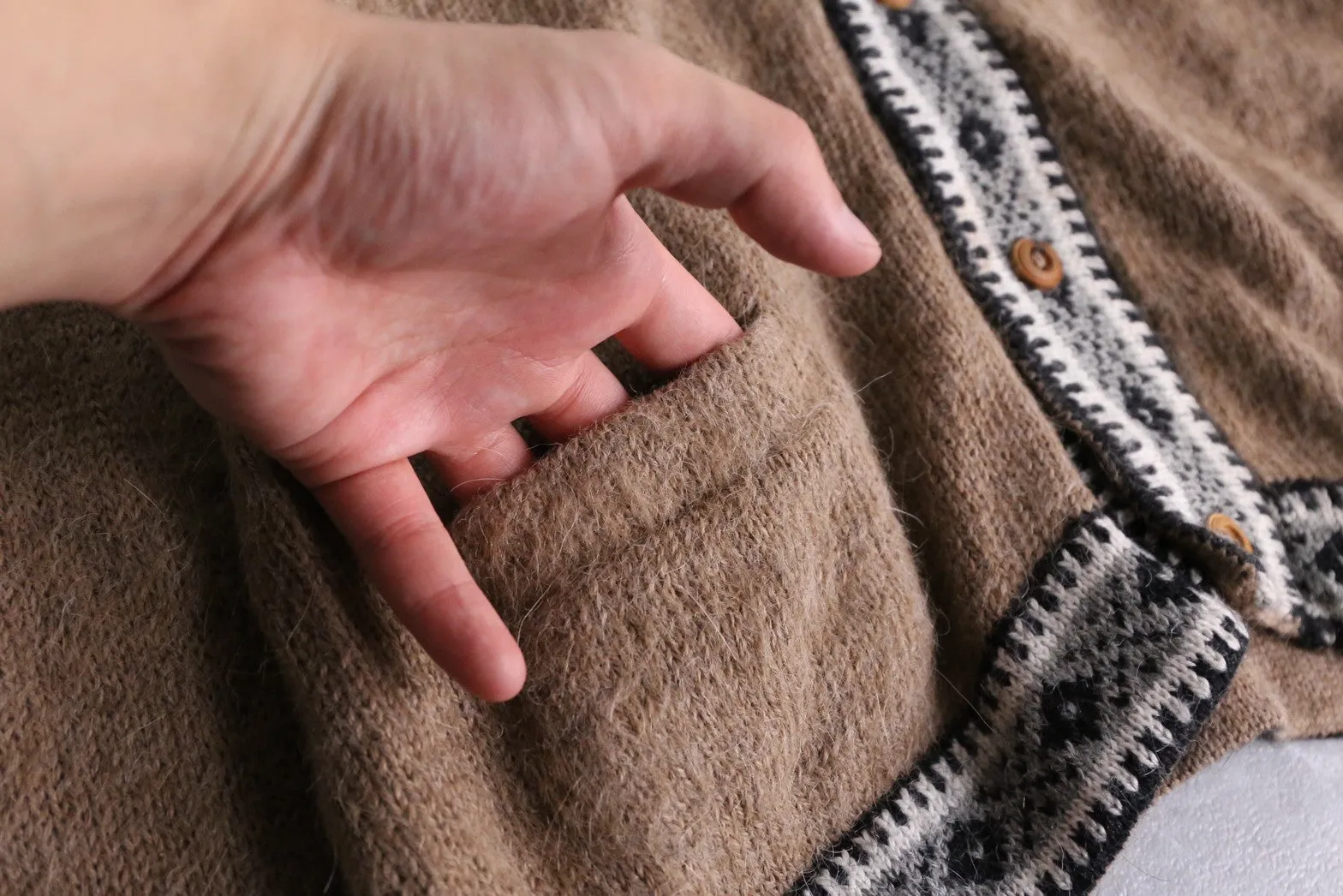 beige nordic design cardigan