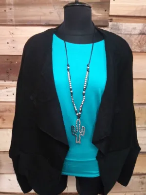 Black Cardigan With Pocket LC27768-2