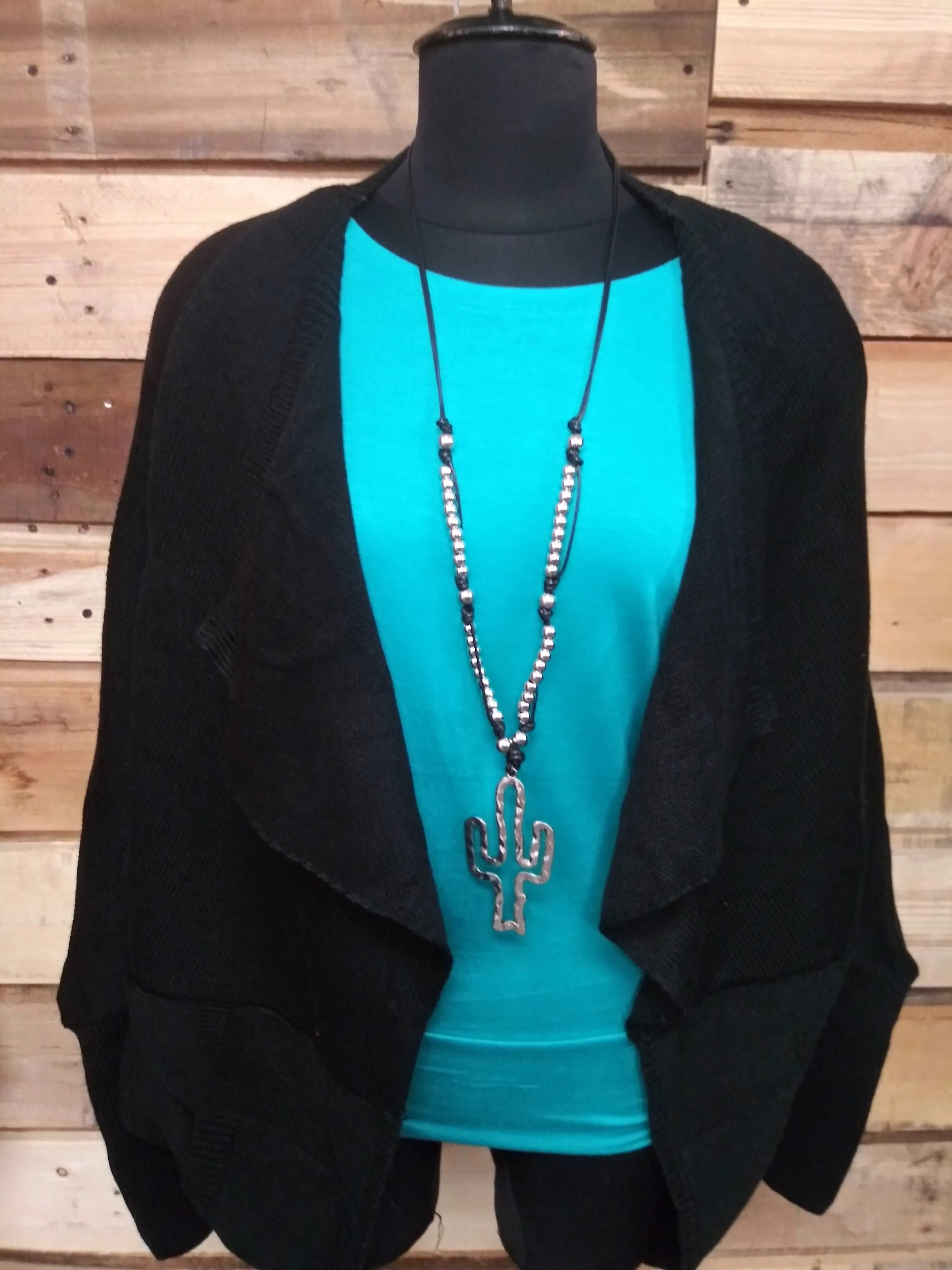Black Cardigan With Pocket LC27768-2
