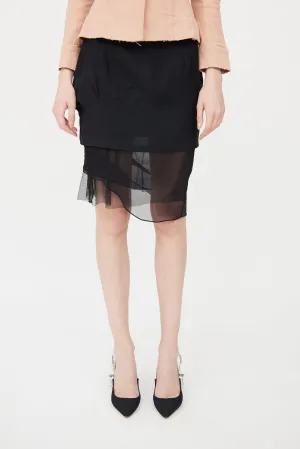 Black Mesh Layered Skirt