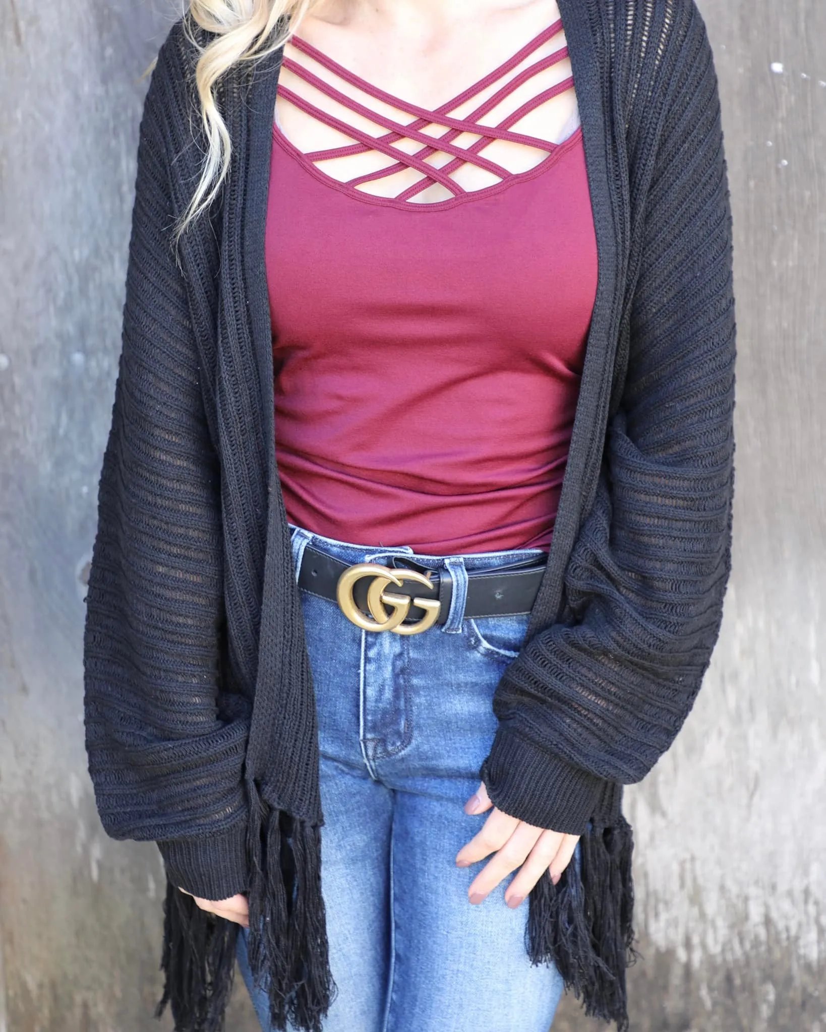 Black Ribbed Knit Dolman Cardigan