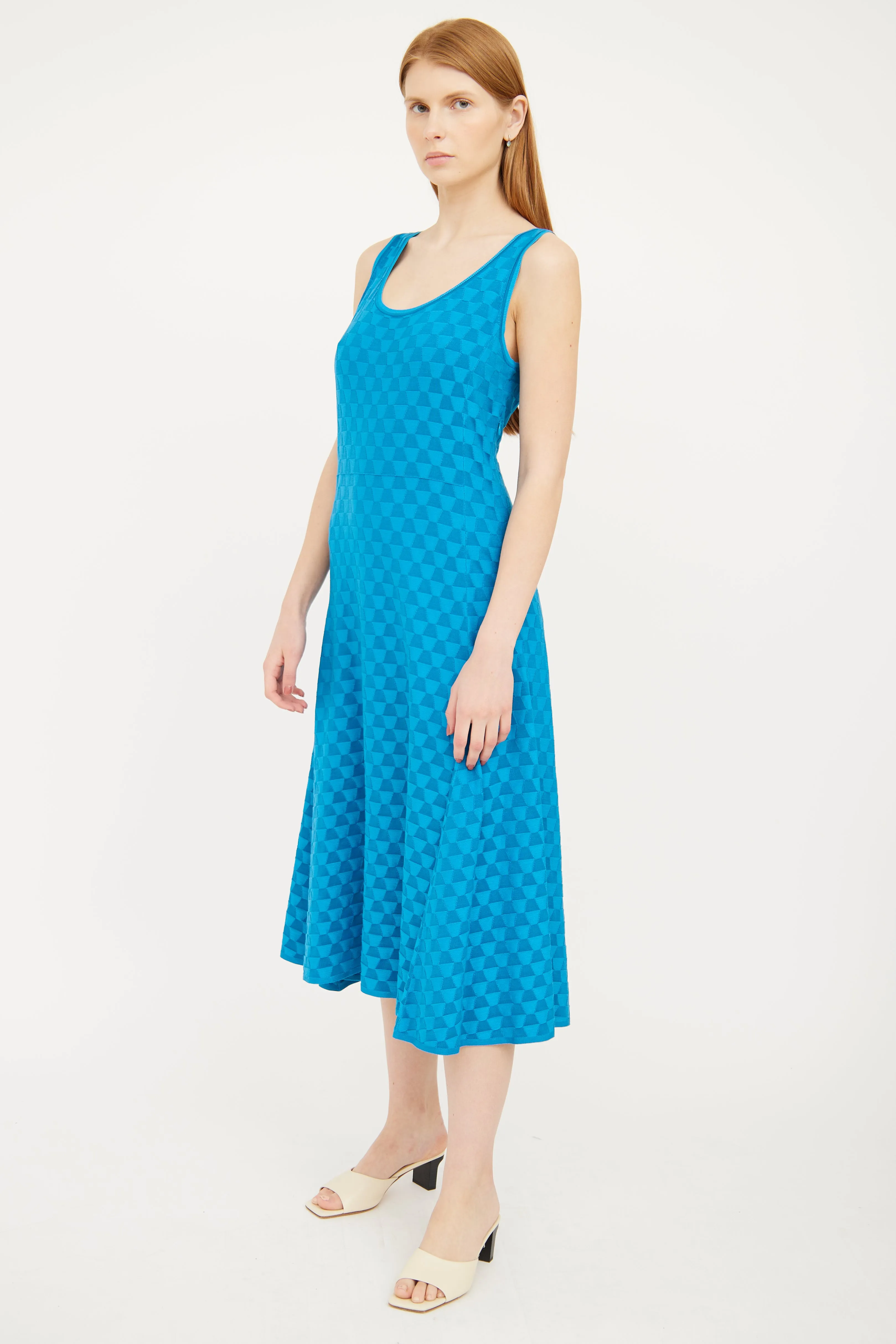 Blue Textured Knit Two Piece Set
