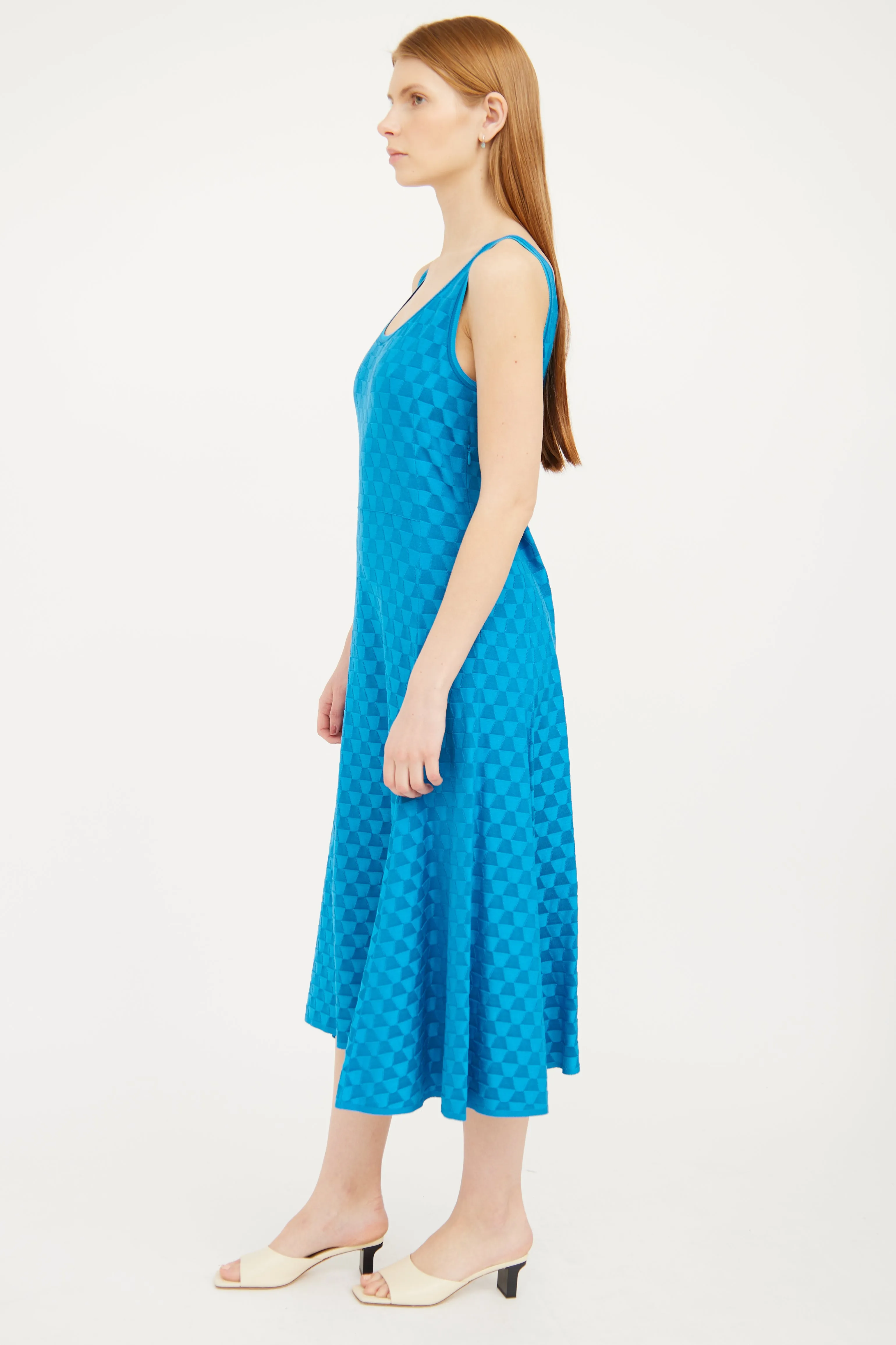 Blue Textured Knit Two Piece Set