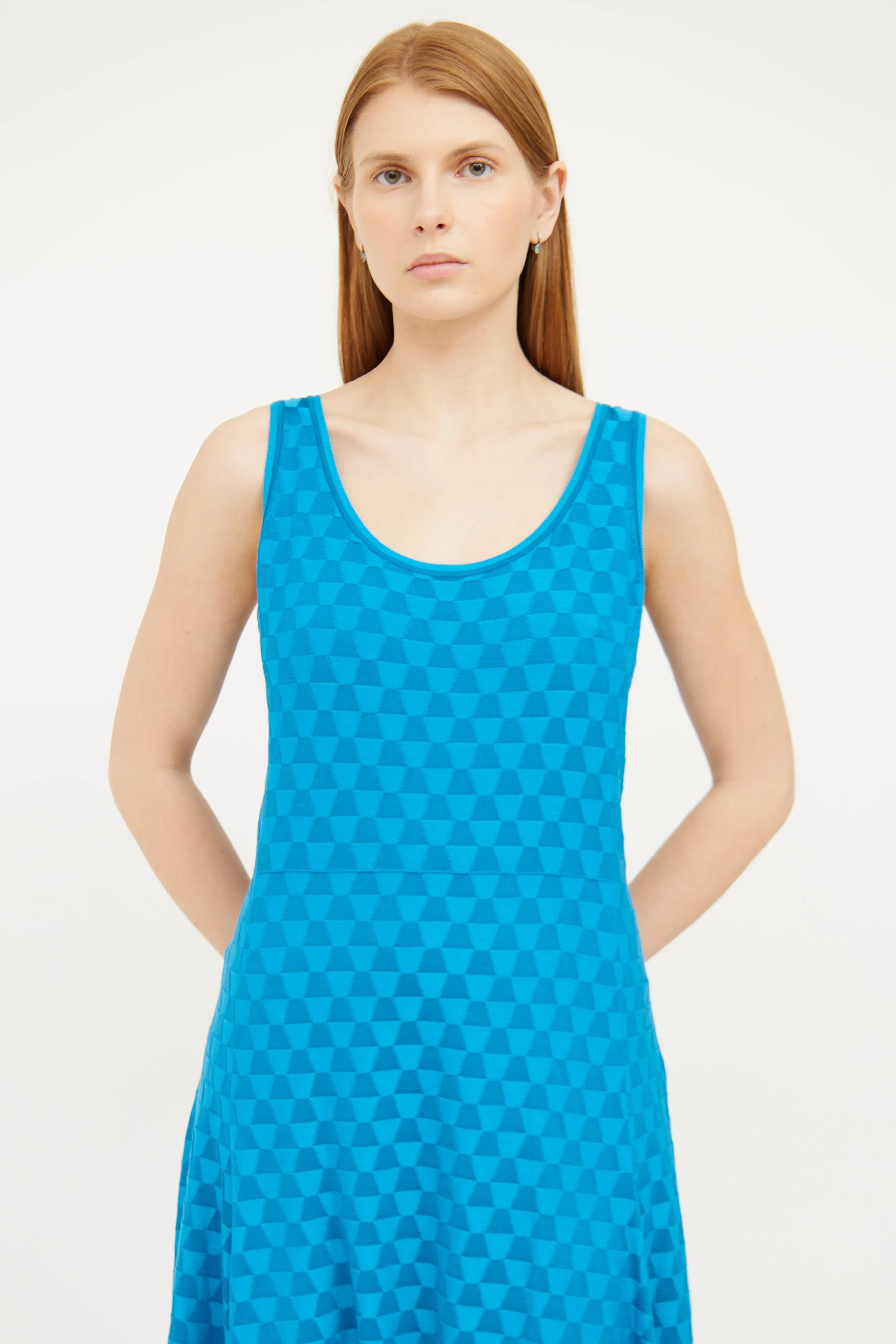 Blue Textured Knit Two Piece Set
