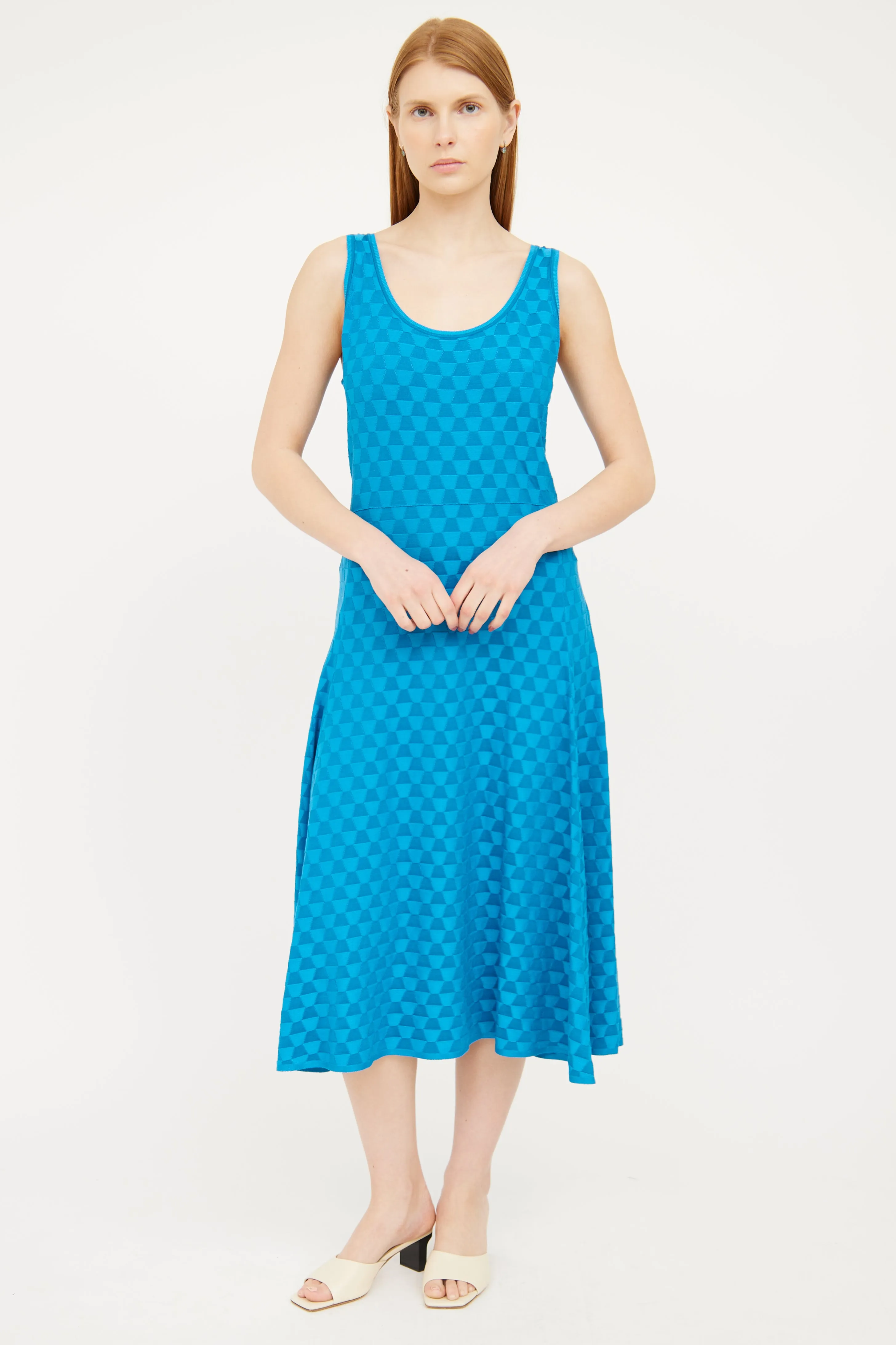 Blue Textured Knit Two Piece Set