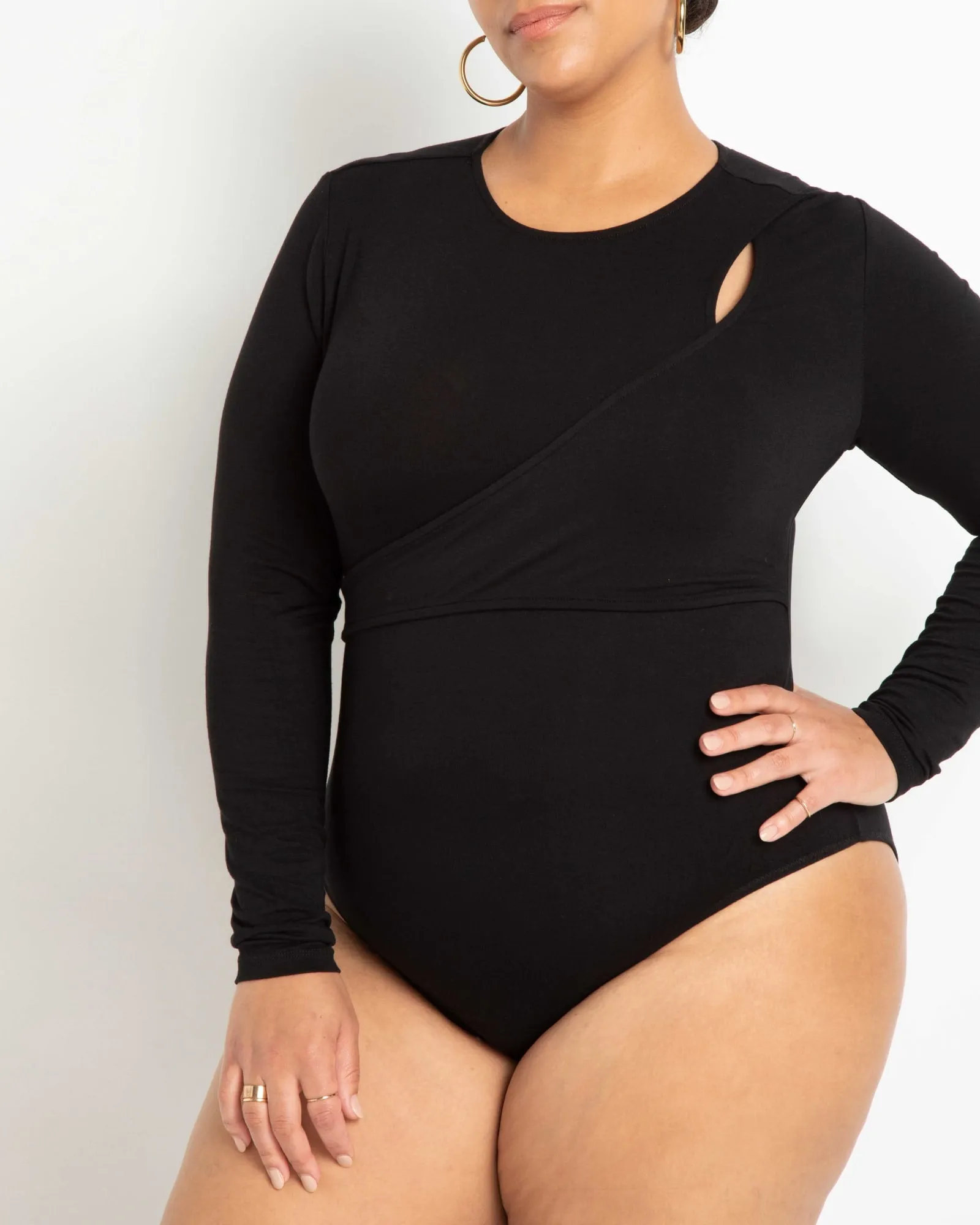 Brinley Layered Cutout Bodysuit | Black Onyx