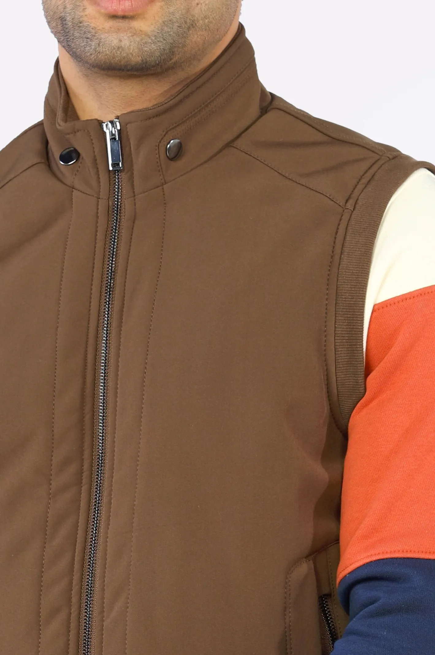 Brown Sleeveless Quilted Jacket