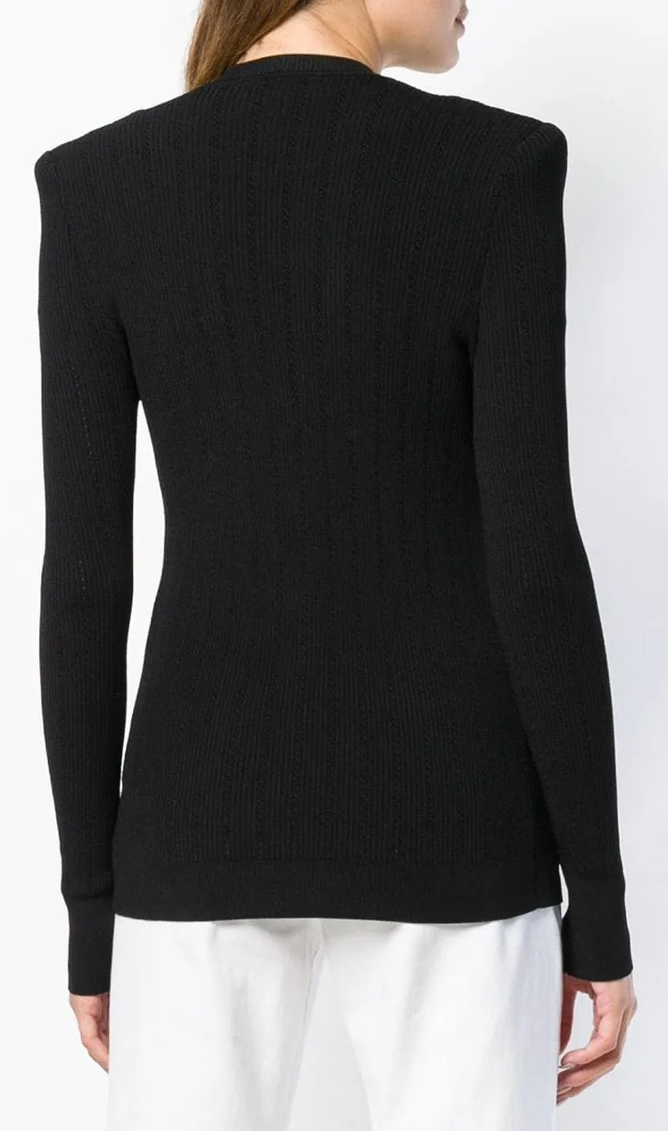Button-Detail Cardigan, Black