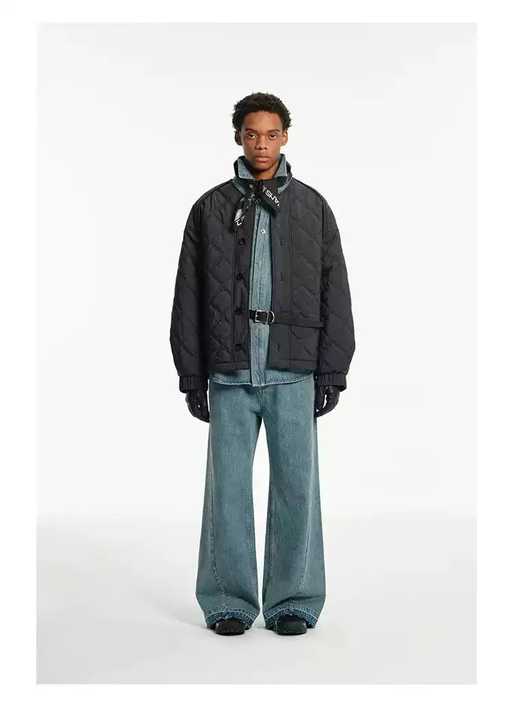 Buttoned Boxy Quilted Jacket