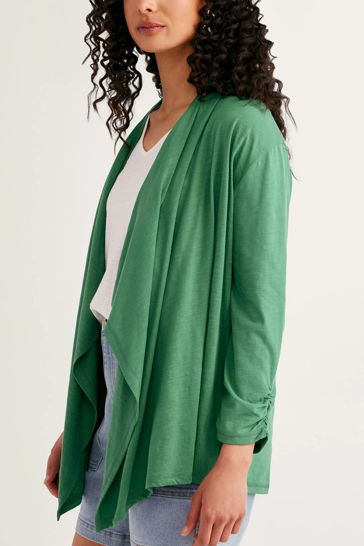 Cardigan col cascade manches 3/4 - Femme