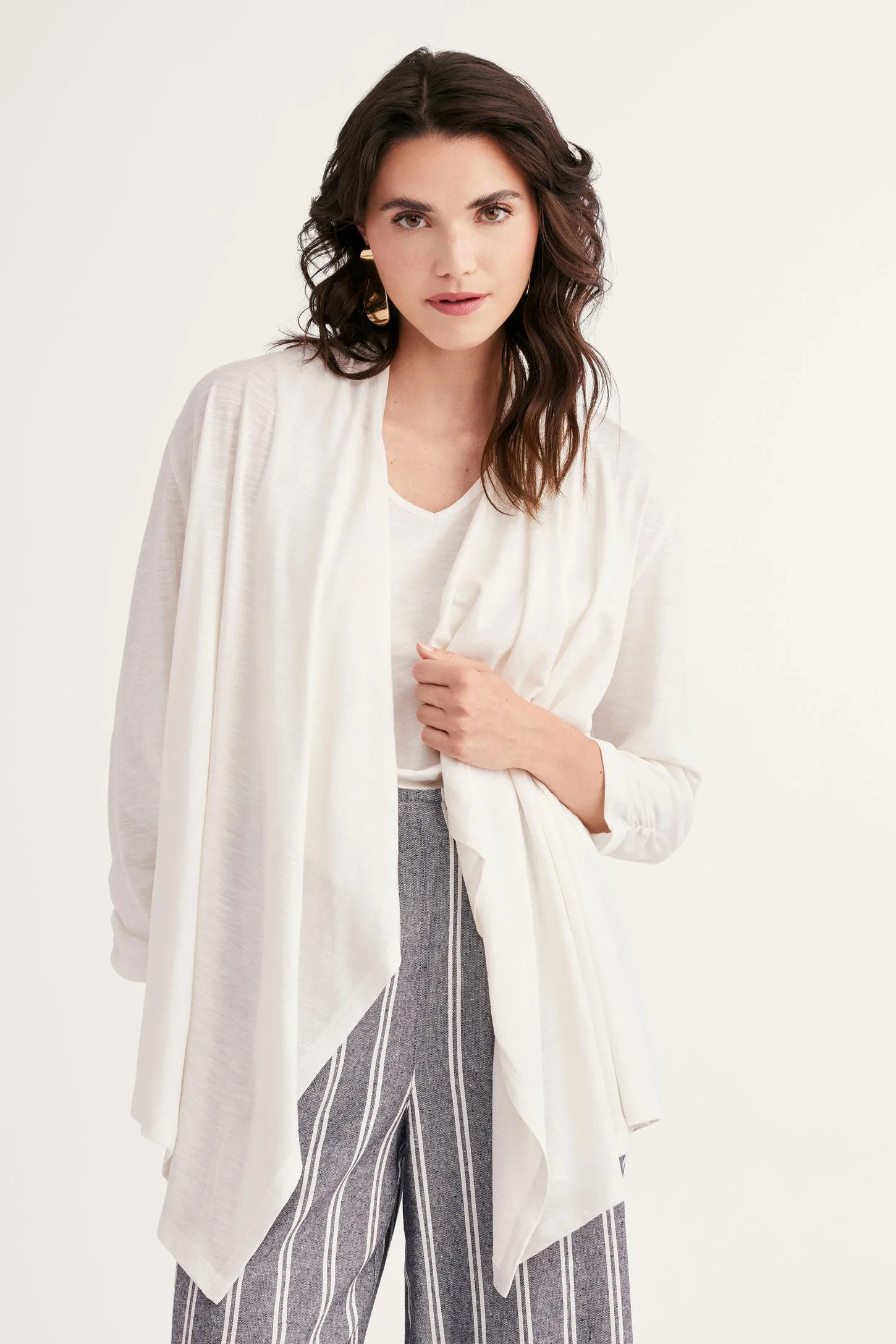 Cardigan col cascade manches 3/4 - Femme