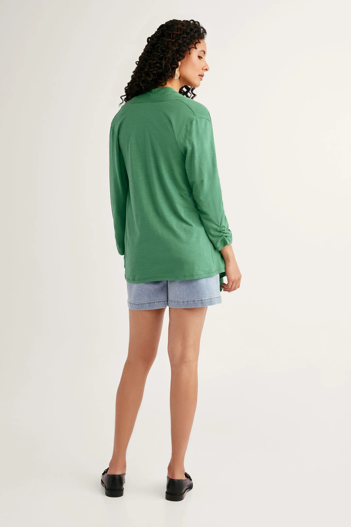Cardigan col cascade manches 3/4 - Femme