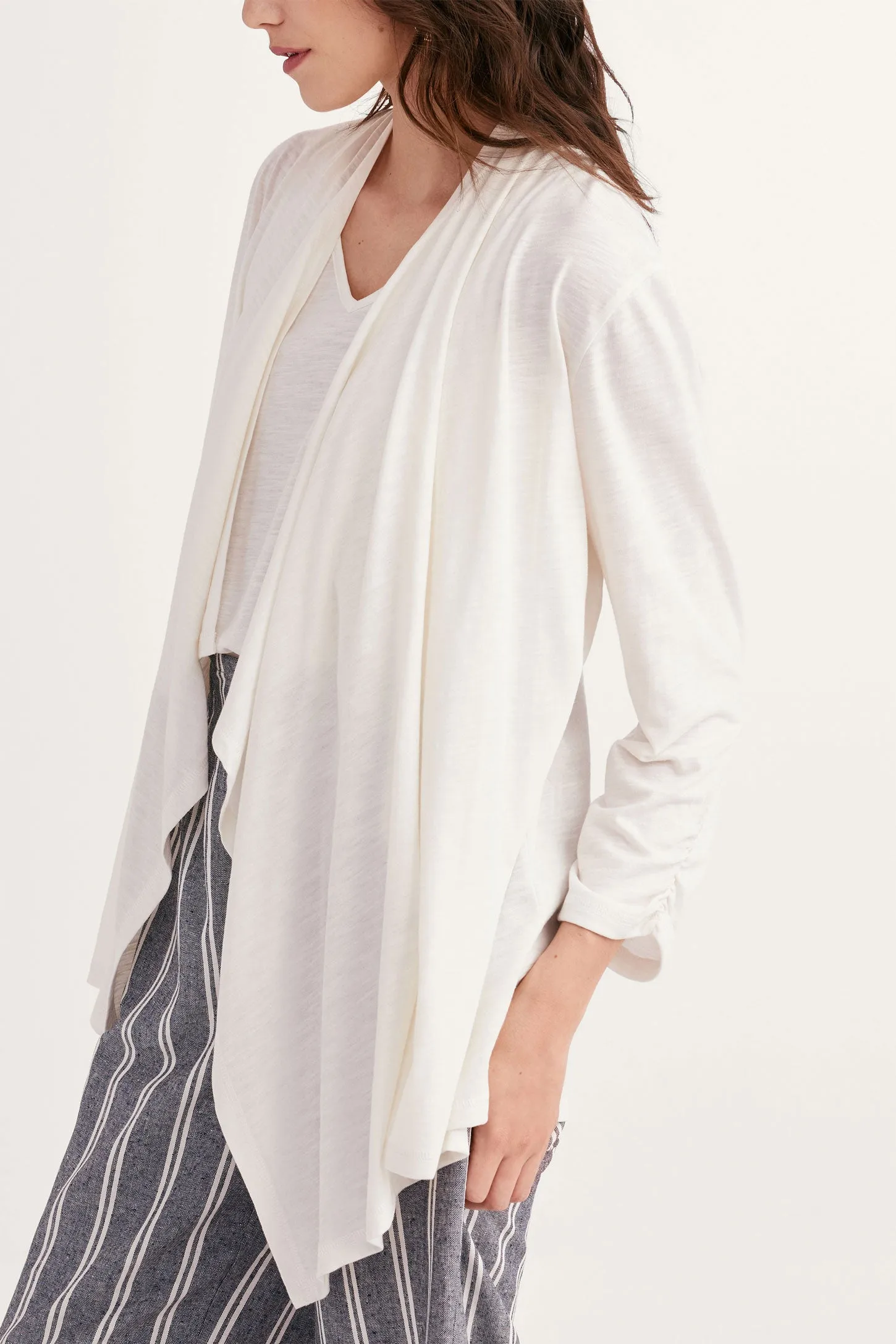 Cardigan col cascade manches 3/4 - Femme
