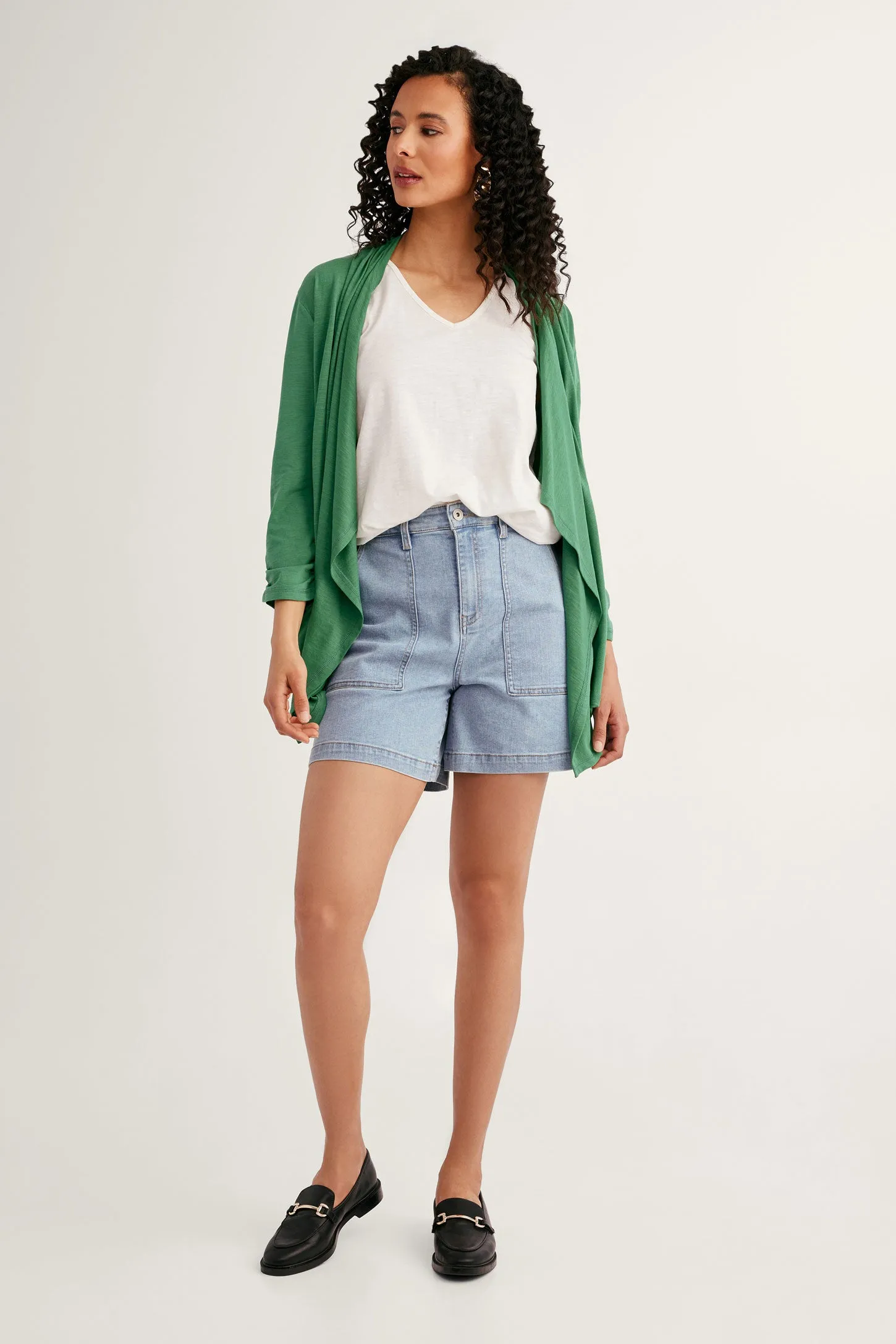 Cardigan col cascade manches 3/4 - Femme