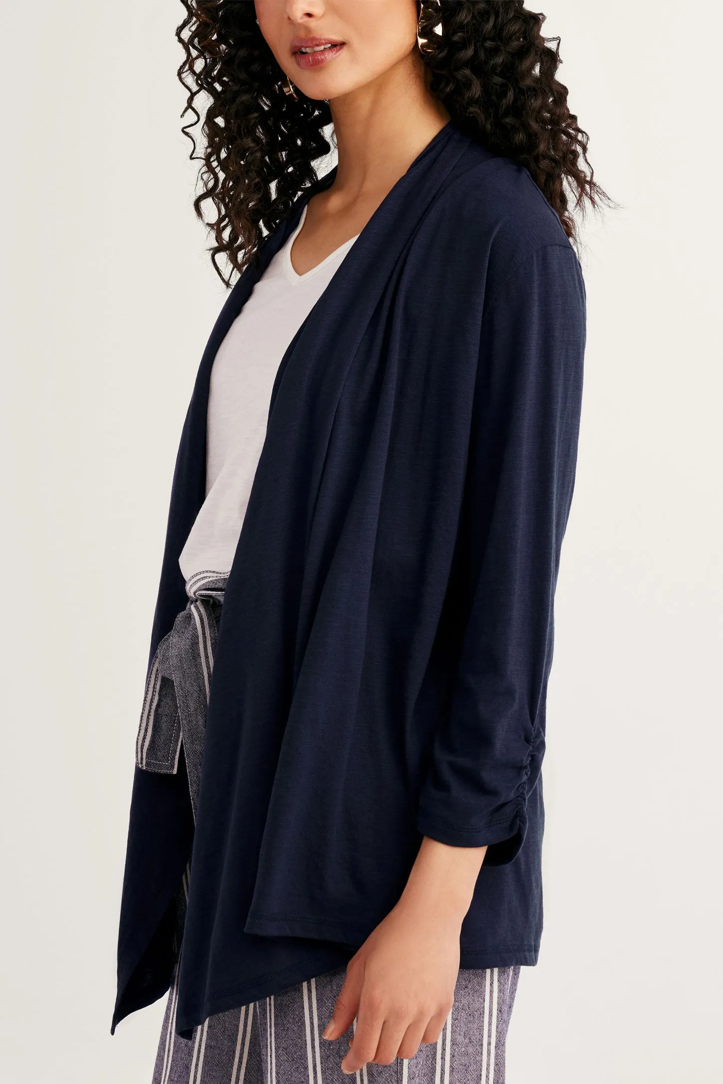 Cardigan col cascade manches 3/4 - Femme