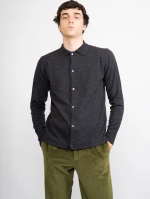 Cardigan con Colletto a Polo Grigio