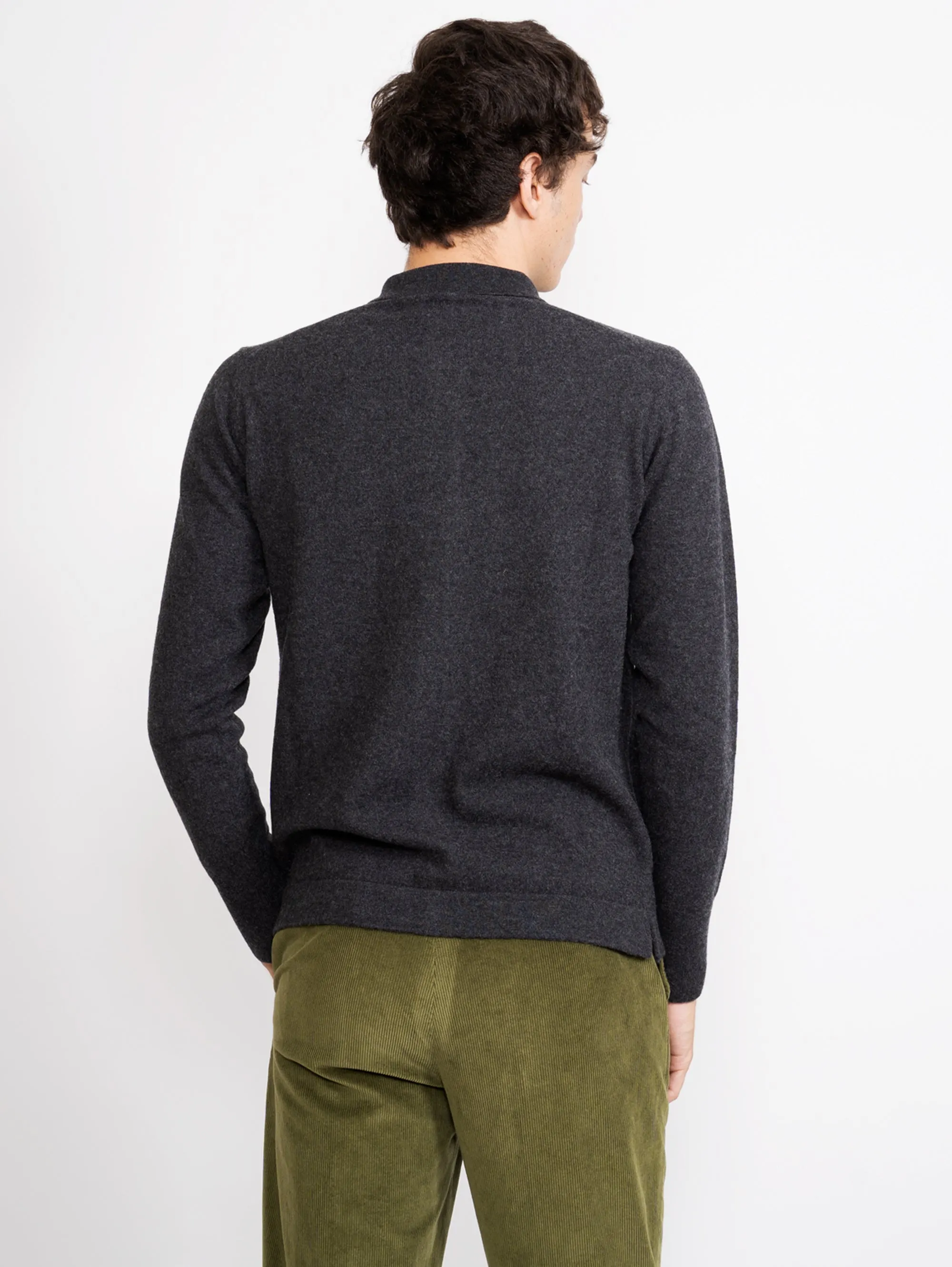 Cardigan con Colletto a Polo Grigio