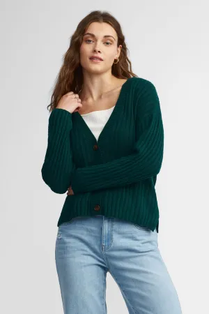 Cardigan côtelé manches longues - Femme