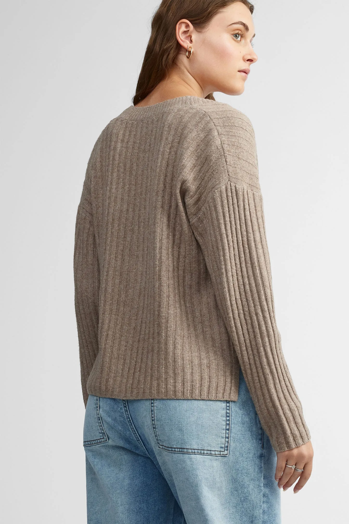 Cardigan côtelé manches longues - Femme