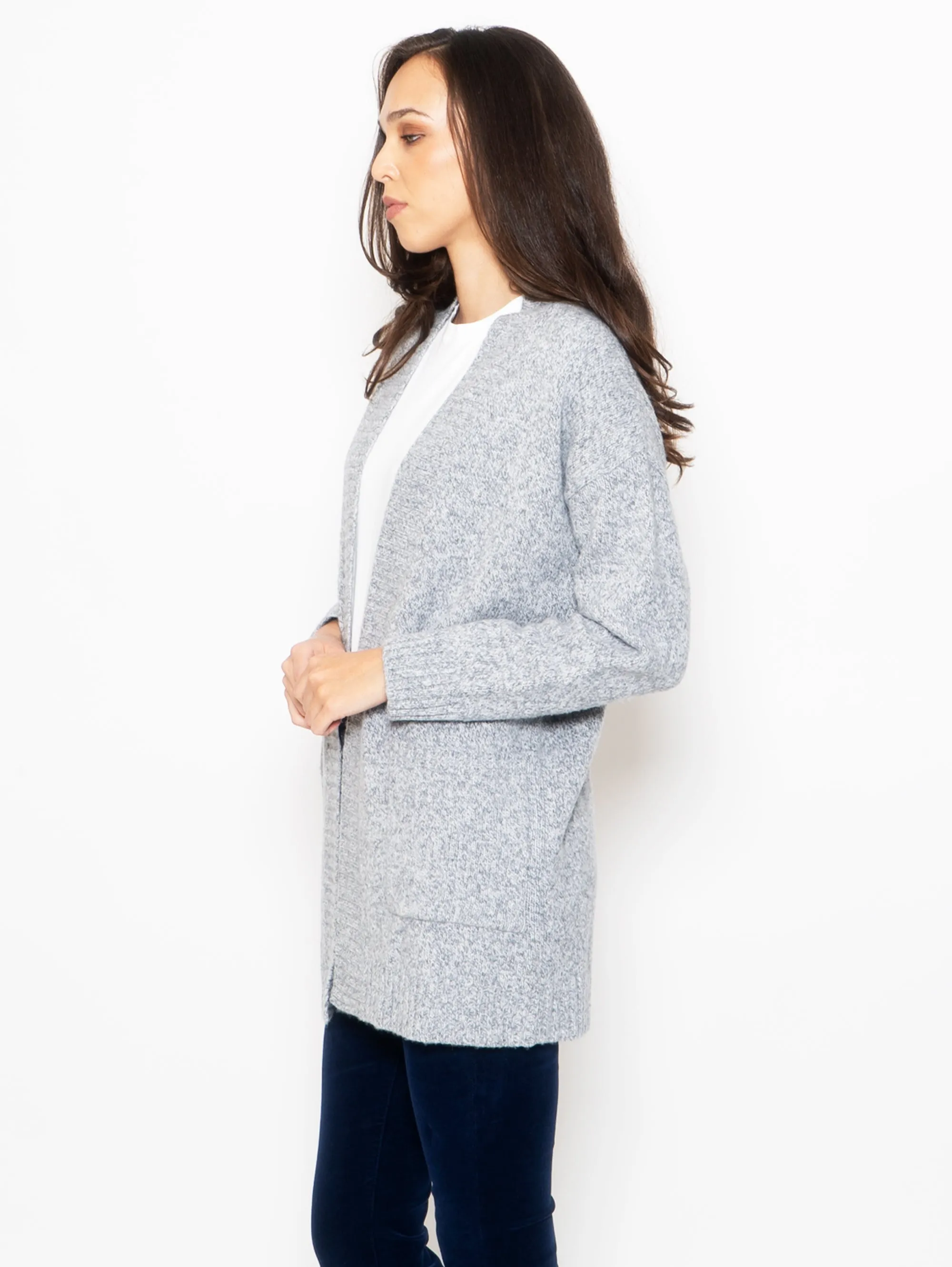 Cardigan Sciallato Mélange Grigio